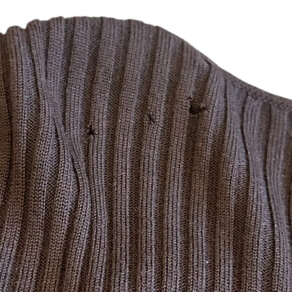 Karen Kane Lamb Leather Merino Wool Button Down Jacket Sweater Knit Size Medium - Picture 6 of 9